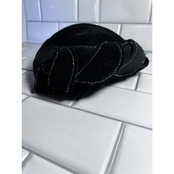 Helen Joyce Original New York Black Velour Vintage Hat With Rhinestones Fle’chet main image 16